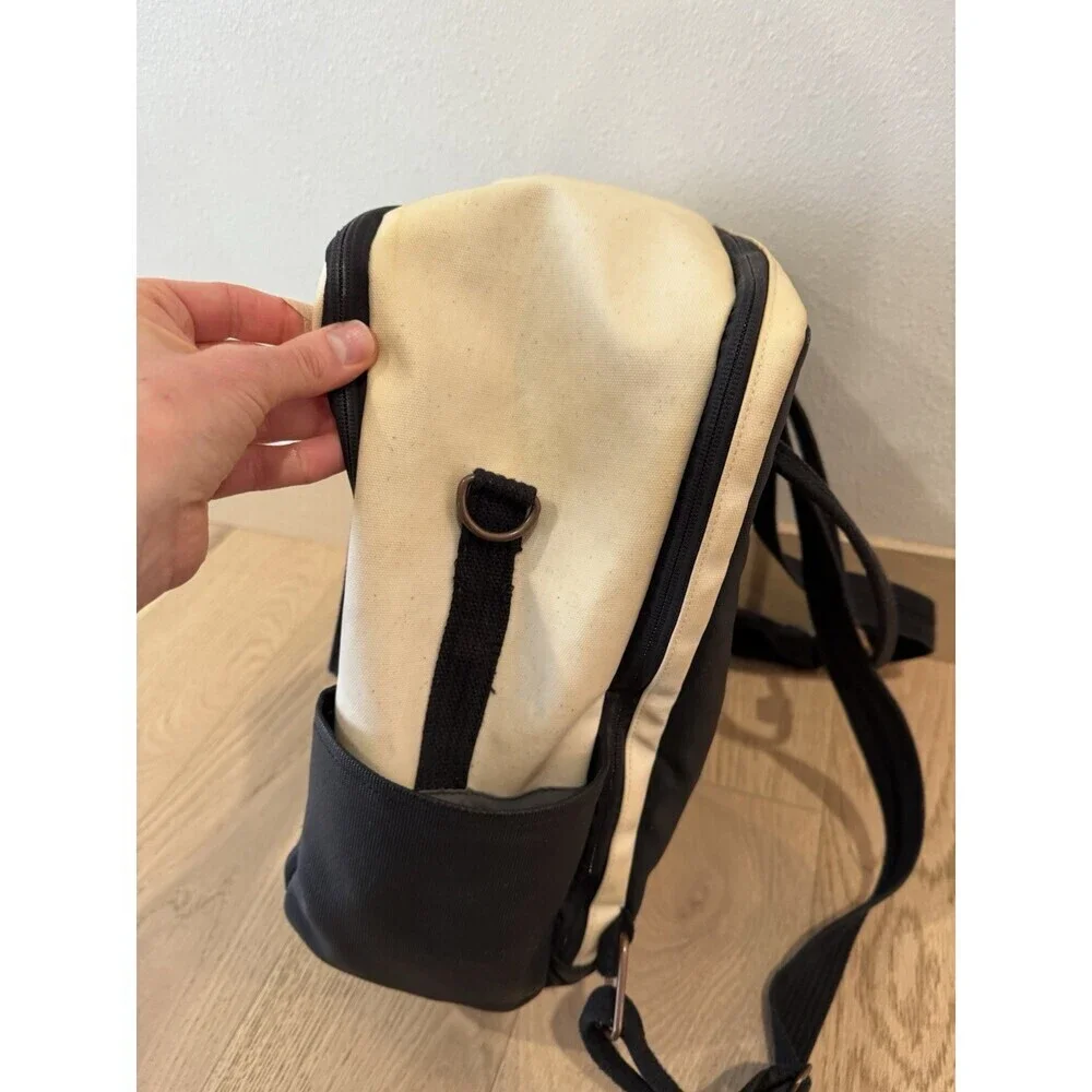 Petunia Pickle Bottom Boxy Backpack Canvas Cream Black  Baby Diaper Bag